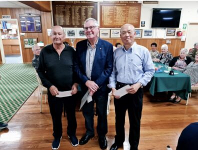 Open Triples Champions, Laurie, Fred and William.